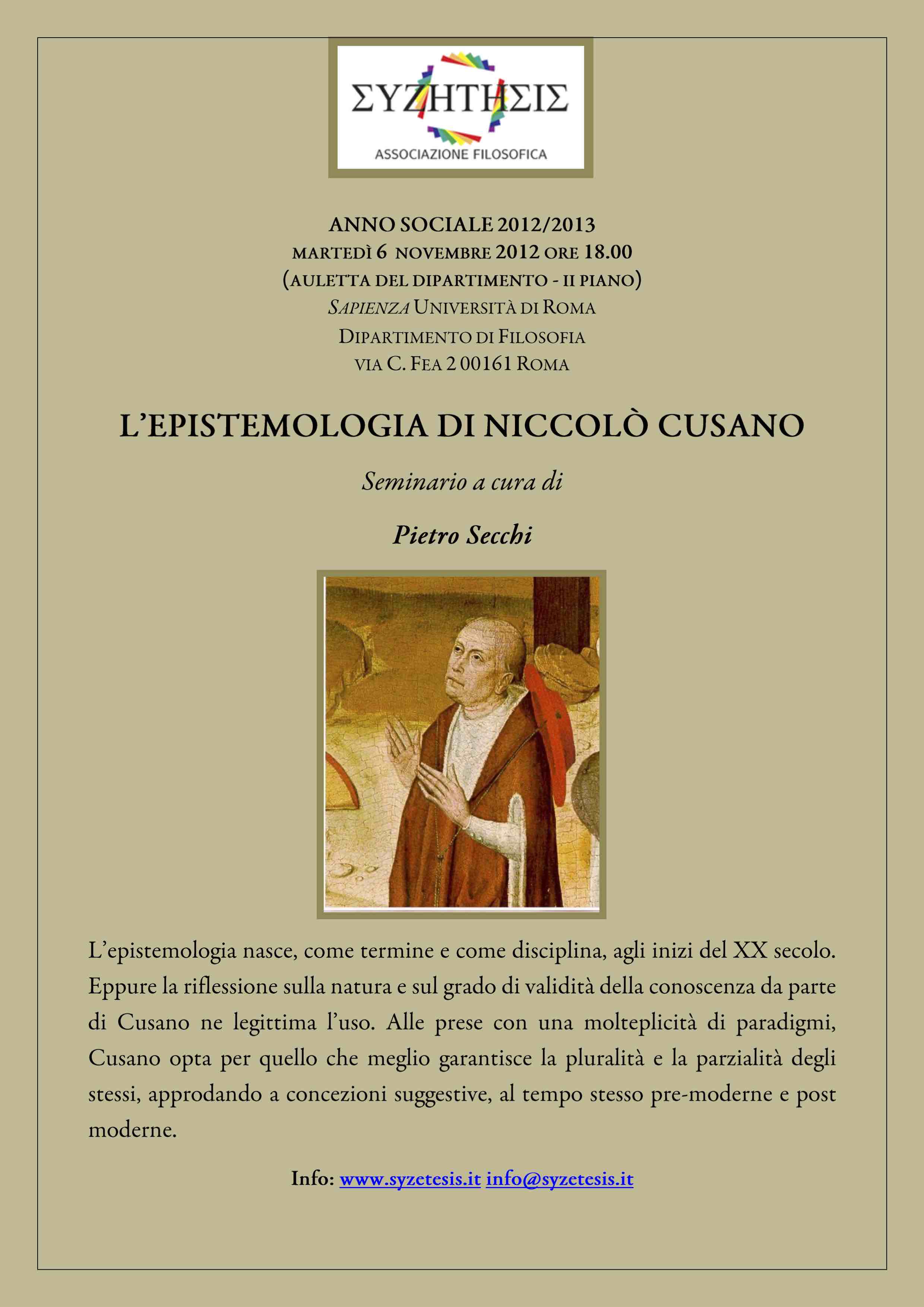 L’epistemologia di Niccolò Cusano