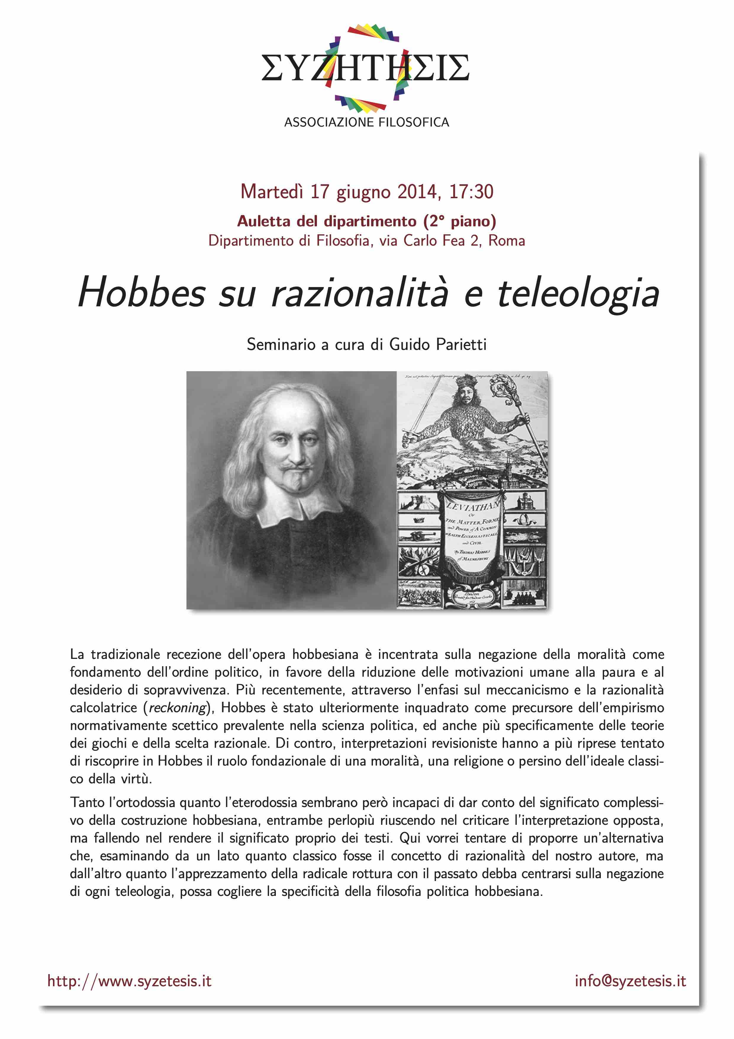 Hobbes su razionalità e teleologia